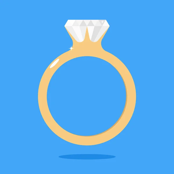 Διαμαντένιο Δαχτυλίδι Αρραβώνων Δαχτυλίδι Χρυσό Εικόνα Διάνυσμα — Διανυσματικό Αρχείο