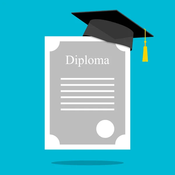 Diploma Graduation Cap Illustration Vector — Stock Vector