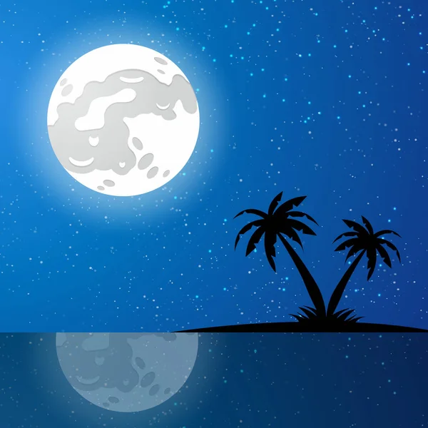 Summer Night Tropical Background Palms Sky Summer Time — Stock Vector