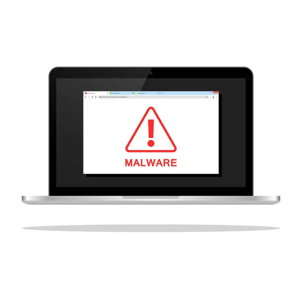 Laptop Und Umschlag Und Schädel Symbol Virus Malware Mail Betrug — Stockvektor