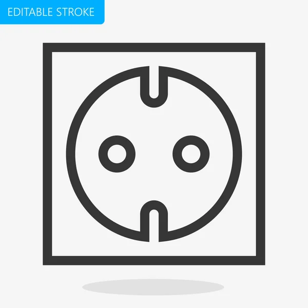 Electric Socket Editable Stroke Pixel Perfect Icon Vector — Stock Vector