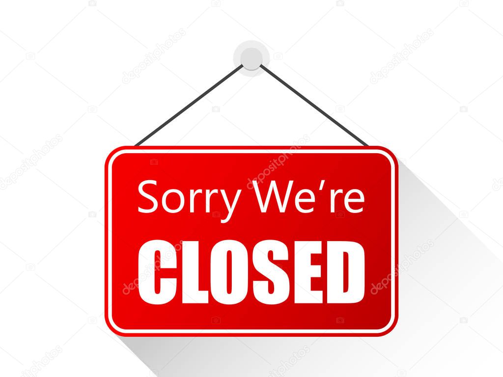 Sorry we are closed sign on door store Vector Illustration
