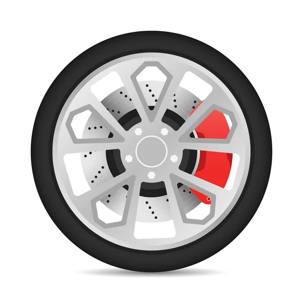 轮胎轮圈盘式制动器插图赛车矢量 — 图库矢量图片