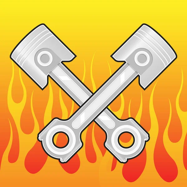Motor Kolbenvektor Illustration Feuer Flamme Hintergrund — Stockvektor