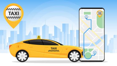 Çevrimiçi mobil uygulama siparişi taksi servisi Illustration Vector