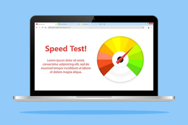 Internet Speed Test Laptop Illustration Vector — Stock Vector