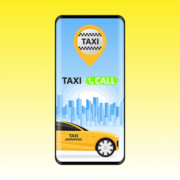 Aplicación Móvil Línea Pedir Servicio Taxi Ilustración Vector — Vector de stock