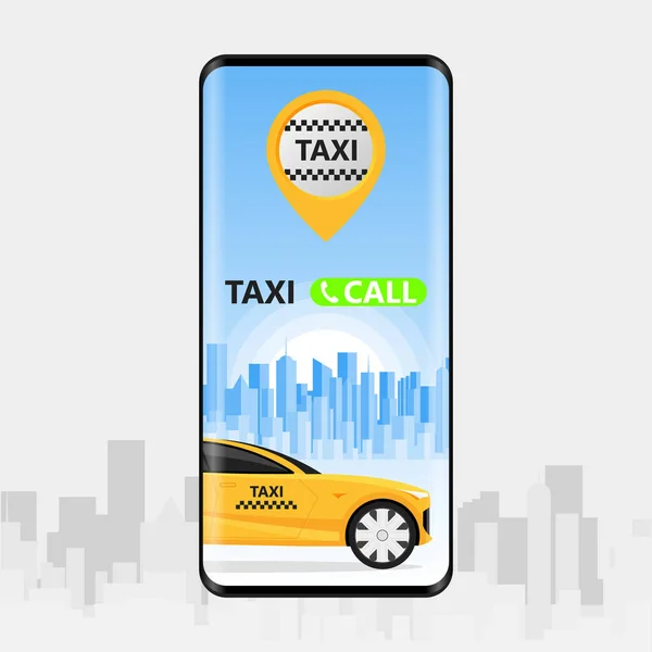 Online Aplikacja Mobilna Zamówić Taksówkę Ilustracja Vector — Wektor stockowy