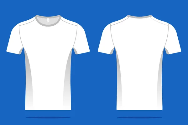 Přední Zadní Bílé Tričko Prázdný Ilustrační Vektor — Stockový vektor