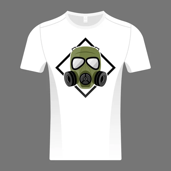 Shirt Com Máscara Gás Ilustração Vector — Vetor de Stock