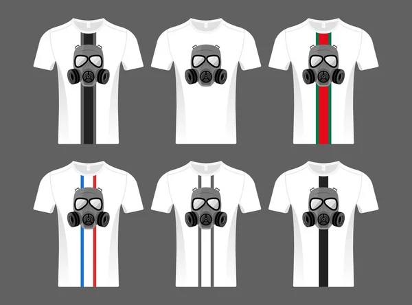 Conjunto Shirt Branca Com Máscara Gás Ilustração Vector — Vetor de Stock