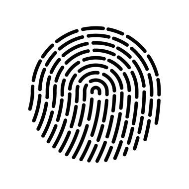 Siyah Yuvarlak Parmak izi Tanımlama Sembolü. Vektör