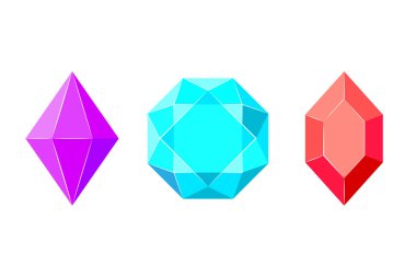 Gemstone yakutlarını kristal illüstrasyon vektörüne ayarla