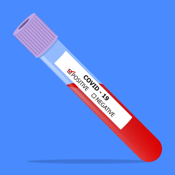 Blutteströhrchen Covid Positives Ergebnis Illustration Vector — Stockvektor