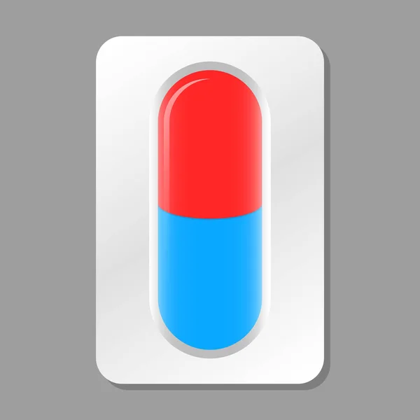 Kapszula Tabletta Buborékcsomagolásban Illusztráció Ikon Vektor — Stock Vector
