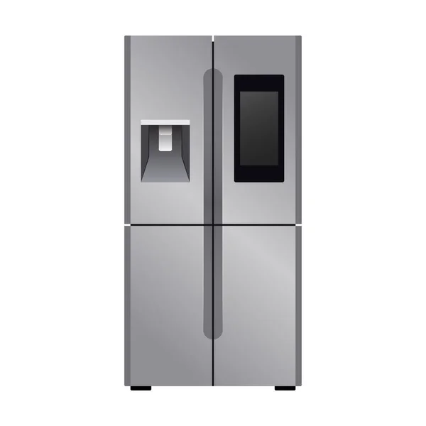 Moderner Kühlschrank Mit Gefrierfach Silberner Farbe Haushaltstechnologie Und Haushaltsgeräte Vektor — Stockvektor