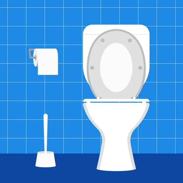 Mísa Toaletním Papírem Role Toaletní Kartáč Vector Ilustrace — Stockový vektor