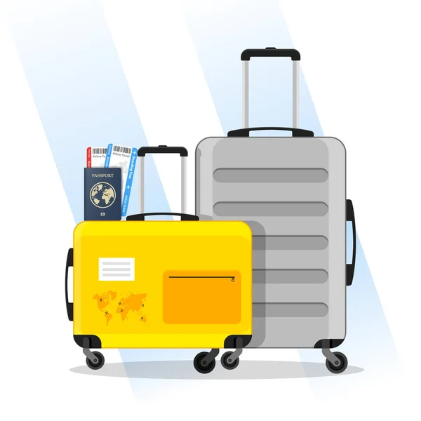 旅行の荷物とパスポートイラストベクトル — ストックベクタ