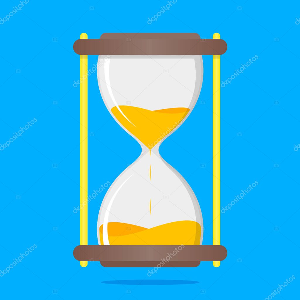 Icon hourglass sandglass Icon Illustration on Blue Background Vector
