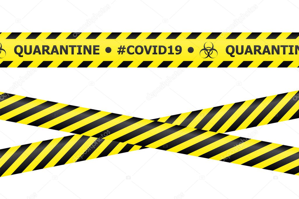 Quarantine Yellow Sign Danger of infection Coronavirus outbreak covid-19 Illustration Vector