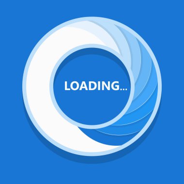 Mavi arkaplan yazılım güncelleme ve güncelleme kavramına işaret yükleniyor. İşlem ekranı yükleniyor. Vektör illüstrasyonu.