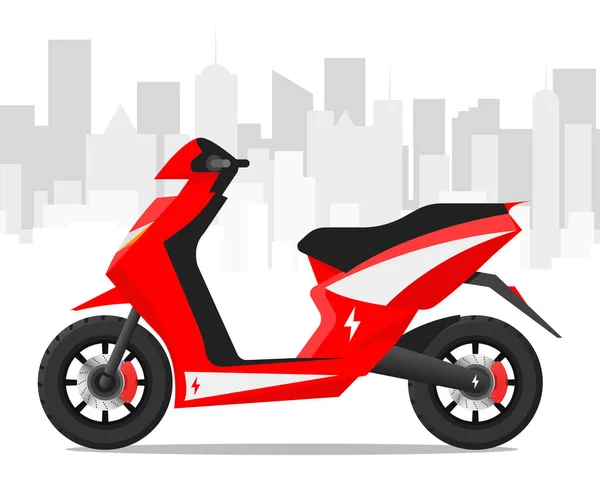 Elektromos Robogó Város Szállítás Kerékpár Motorkerékpár Vektor Illusztráció — Stock Vector