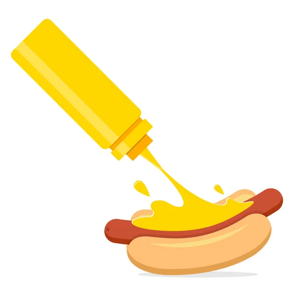 Fröccsenő Mustár Hot Dog Illusztráció Vektor Ikon — Stock Vector