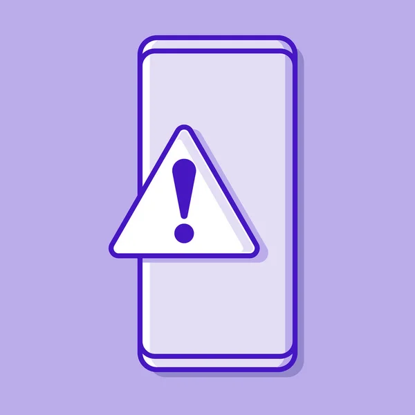 Upozornit Mobilní Upozornění Varování Před Chybou Problém Virem Smartphonu Ploché — Stockový vektor