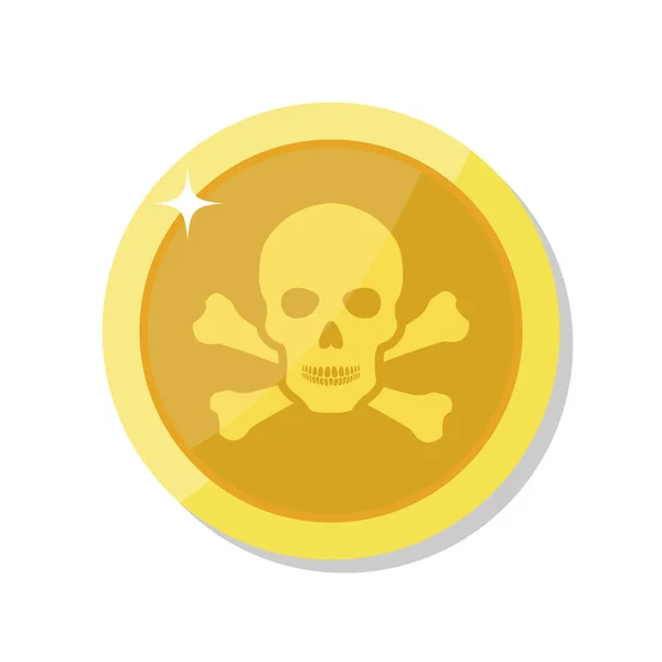 Pirate Coins Gold Rank Medal Flat Icons — Stock Vector