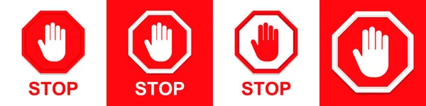 Stop Signe Avec Icône Set Main Illustration Vectorielle — Image vectorielle