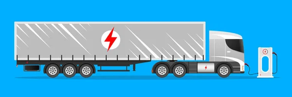 Camion Électrique Complet Camion Semi Remorque Électrique Avec Remorque Dans — Image vectorielle