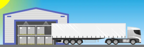仓库和卡车图解向量 — 图库矢量图片