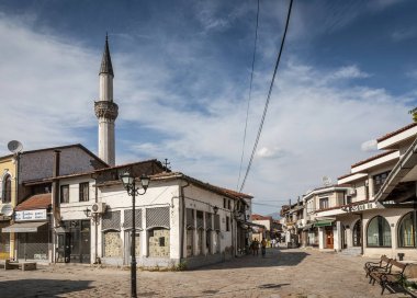 Eski ın Bazaarı eski kasaba turizm alanında Üsküp Makedonya Caddesi
