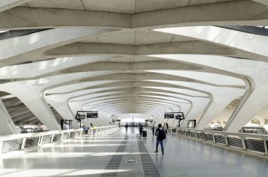 famous lyon airport tgv railway station modern architecture landmark interior in france clipart