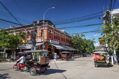 Siem Reap şehir merkezi turist alan Kamboçya Angkor Wat yakınındaki sokak