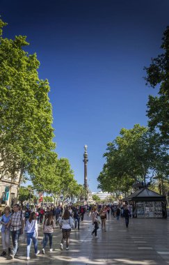 ünlü las ramblas yaya cadde ve kolon columbus anıt landmark şehir merkezinde Barselona şehir İspanya