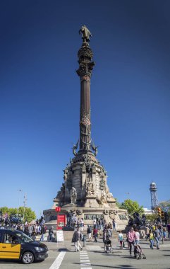 port vell alan merkezi barcelona İspanya'nın ünlü columbus anıt landmark