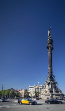 port vell alan merkezi barcelona İspanya'nın ünlü columbus anıt landmark