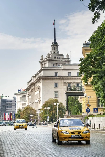 Taxi Centru Města Sofia City Ulici Bulharsku — Stock fotografie