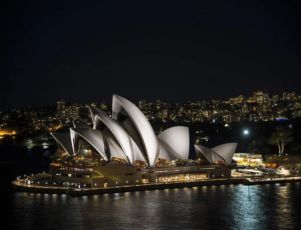 Vista Sydney Opera House Punto Riferimento Esterno Notte Australia — Foto Stock