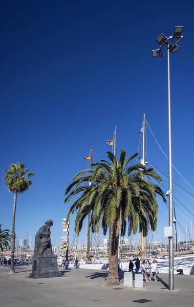 Stedelijke Jachthaven Voetgangerspromenade Vell Havengebied Van Barcelona Spanje — Stockfoto