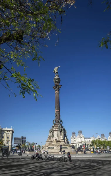 Berühmtes Kolumbianisches Denkmal Port Vell Bereich Des Zentralen Barcelona Spanien — Stockfoto