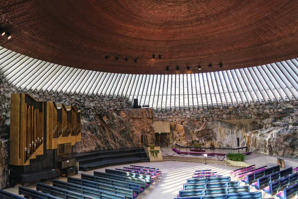 Temppeliaukio Rock Kerk Bekende Moderne Architectuur Landmark Interieur Helsinki Finland — Stockfoto