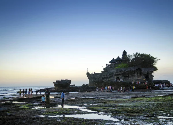 Pura Goa Lawah Hindu Tempel Solnedgång Bakgrundsbelysning Siluett Bali Indonesien — Stockfoto