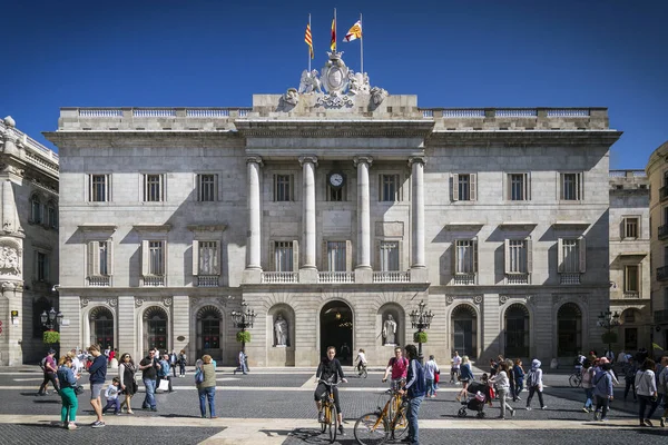 Rådhuset Landmark Regeringsbyggnaden Torget Sant Jaume Gamla Stan Barcelona Spanien — Stockfoto