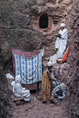 kesme meşhur eski Etiyopya Ortodoks Hıristiyan rock kiliseler lalibela Etiyopya