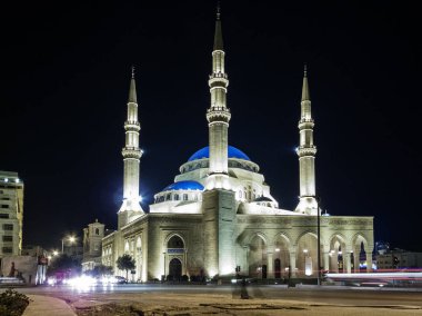 Mohammad Al Amin Mosque Simgesel Yapı Merkezi Beyrut şehir Lübnan gece için