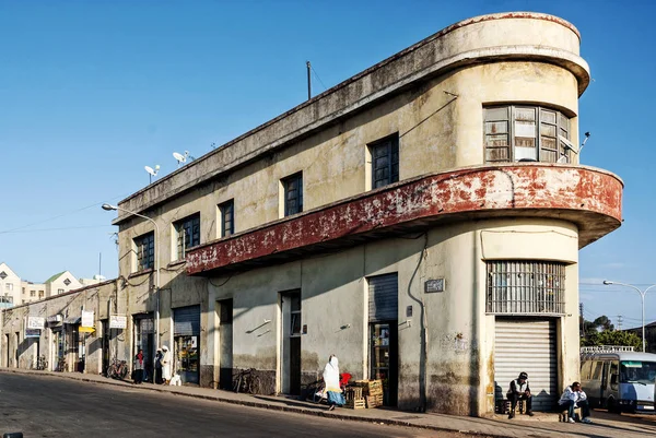 Italienisch Kolonialen Alten Art Deco Gebäude Asmara City Street Eritrea — Stockfoto