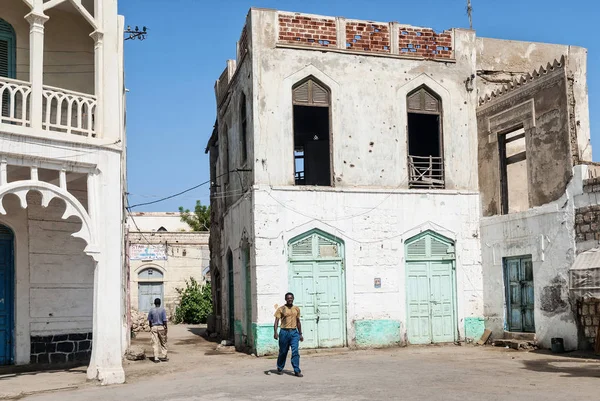 Yerel Kızıldeniz Tarzı Mimari Merkezi Massawa Sokak Eski Kasaba Eritre — Stok fotoğraf