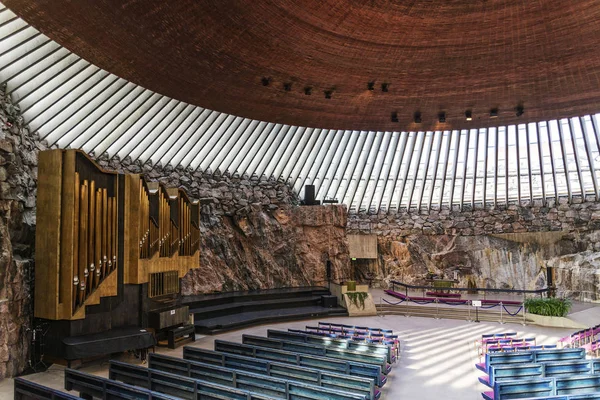 Temppeliaukio Kaya Kilise Ünlü Modern Mimarlık Simgesel Yapı Helsinki Finlandiya — Stok fotoğraf